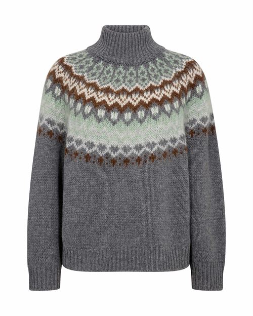 MOS MOSH STRIK, MMDAYA FJORD HIGHNECK KNIT, THUNDERSTORM